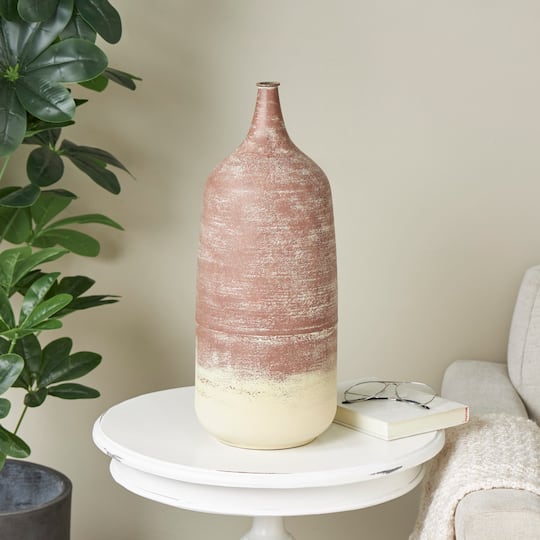 20" Copper Metal Distressed Textured Ombre Vase
